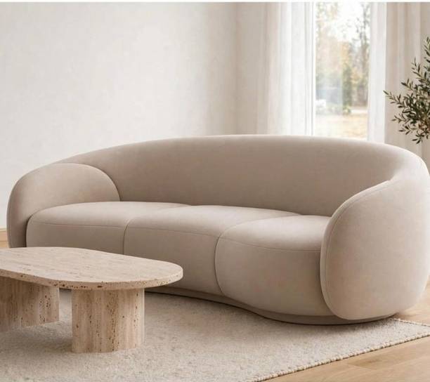 M Mirza Enterprise Modern Curved 3 Seater Sofa Solid Wood 3 Seater  Sofa