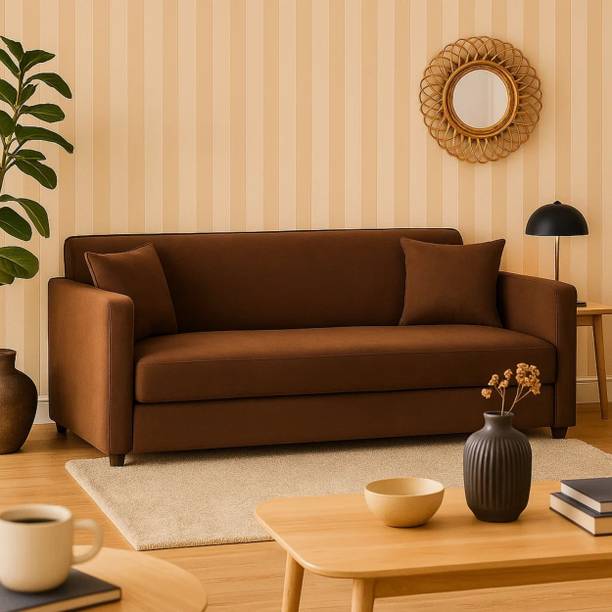 WAKESURE Premium Quality Jute Fabric 3 Seater  Sofa