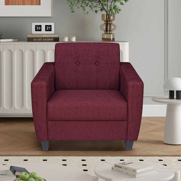 ARRA New Remo One Seater Sofa in Maroon Color Fabric 1 Seater  Sofa