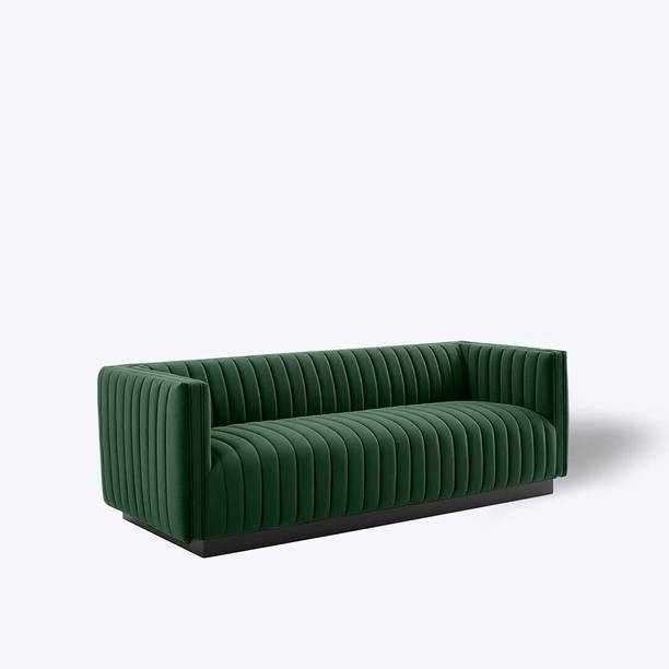 LUSTRE ENTERPRISE Admirable Three Seater Sofa in Velvet Emerald Green (81"L x 30"D x 31"H) Fabric 3 Seater  Sofa
