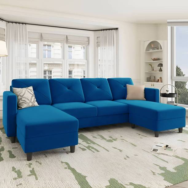 Homeify Arba 6 Seater Fabric U Shaped Sectional Couch with Chaise for Living Room Fabric 6 Seater  Sofa