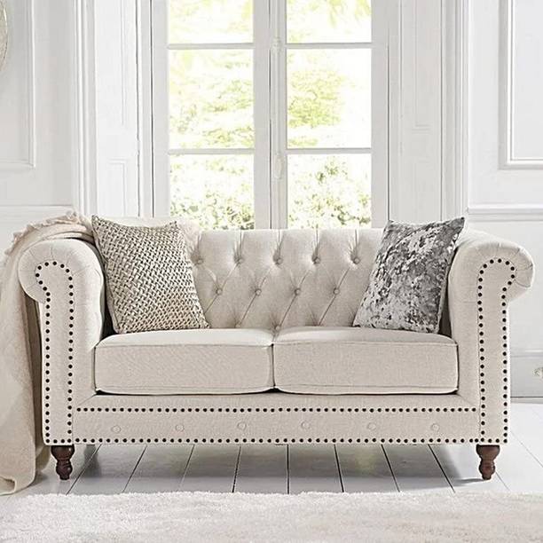 Soul Light Art Chesterfield Sofa Chestnut Leatherette 2 Seater Sofa Set Half-leather 2 Seater  Sofa