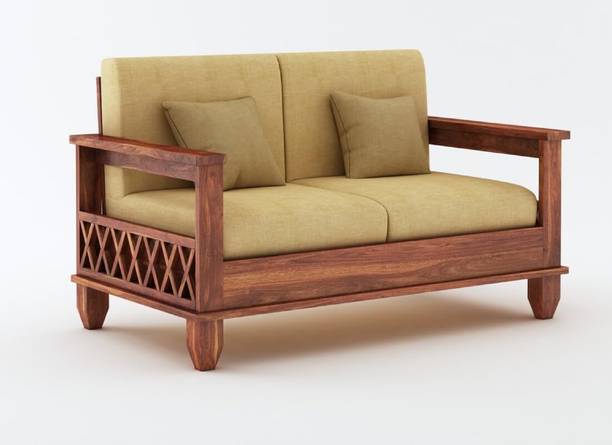 SUNCROWN Royale Sheesham wood for livingroom/bedroom/seating Fabric 2 Seater  Sofa
