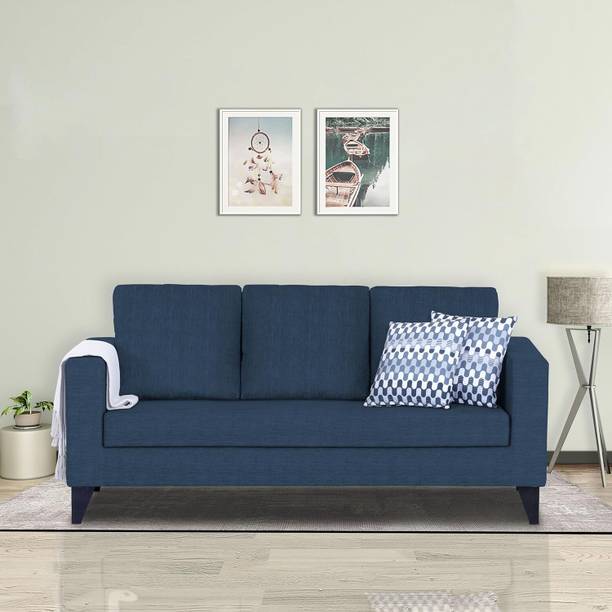 DMK Solid Wood Framed Upholstered Three Seater Fabric Sofa For Living Room/ Office | Fabric 3 Seater  Sofa