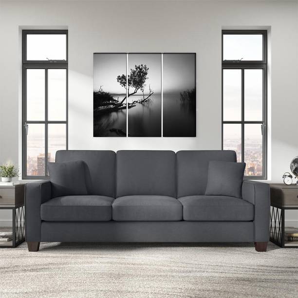 Torque Moscow 3 Seater Fabric Sofa For Living Room - Dark Grey Fabric 3 Seater  Sofa