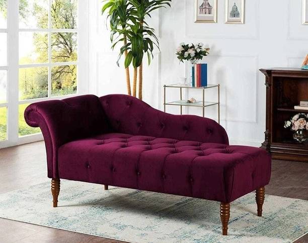 Ess Ess Wood Traders Ess Wood Traders Diwan Sofa Couch For Living Room (Maroon Fabric 2 Seater  Sofa