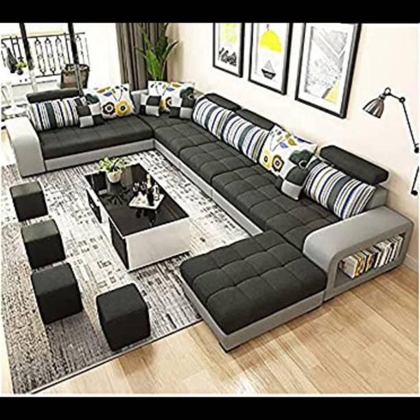 Homax 11-Piece U-Shape Modular Sofa Set – 12-Seater Luxury Sectional in Premium Fabric 12 Seater  Sofa