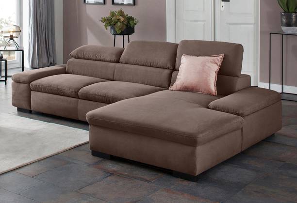 fabrique Impressa L Shape LHS Velvet Fabric 5 Seater  Sofa