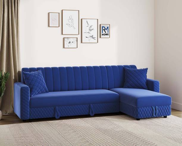 RM HOME Oliver L Shape Sofa Cum Bed with Storage Fabric 6 Seater  Sofa