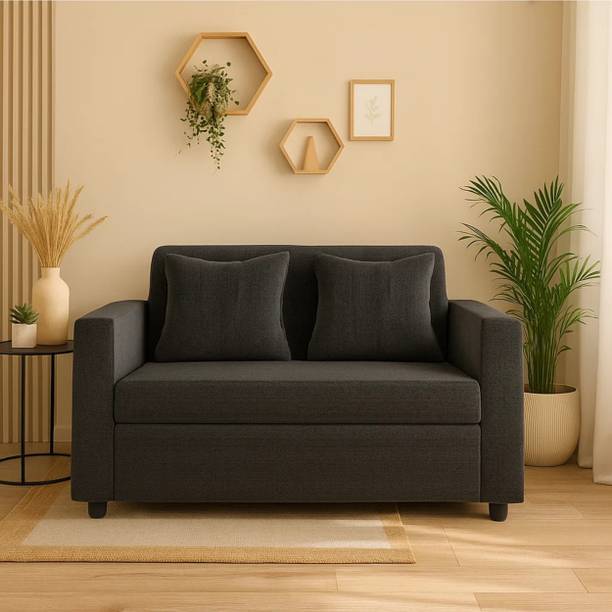 WAKESURE Premium Quality Jute Fabric 2 Seater  Sofa