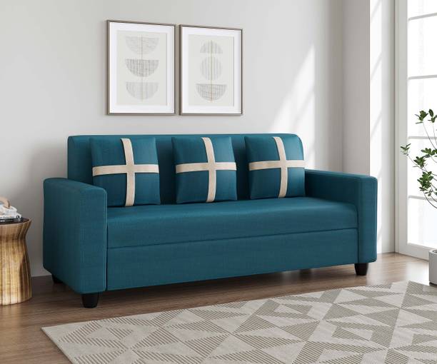 Cherry Wood Fabric 3 Seater  Sofa