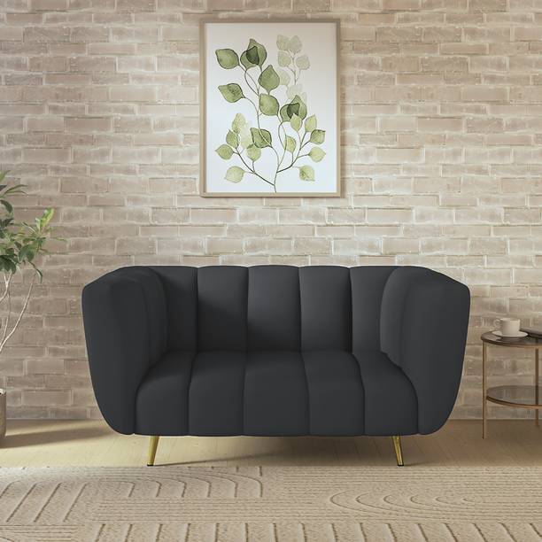 Wakeup India Mushy Premium Fabric Sofa Pocket Spring Cushion Metal Leg with Golden Polish Leg Fabric 2 Seater  Sofa