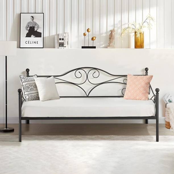 Vibrant Interior Nelly Black (6x2.5) Fabric 3 Seater  Sofa