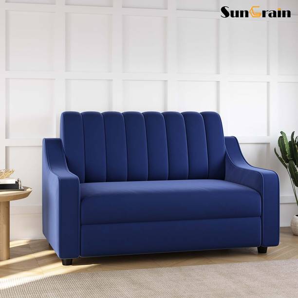 SunGrain Sleek Tufted Velvet 2-Seater Sofa | Premium Comfort | 3-Year Warranty Fabric 2 Seater  Sofa