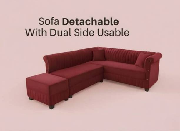 Sleep Art Detachable L Shape Velvet Sofa | Dual Side Usable | Comfortable Seating Fabric 6 Seater  Sofa