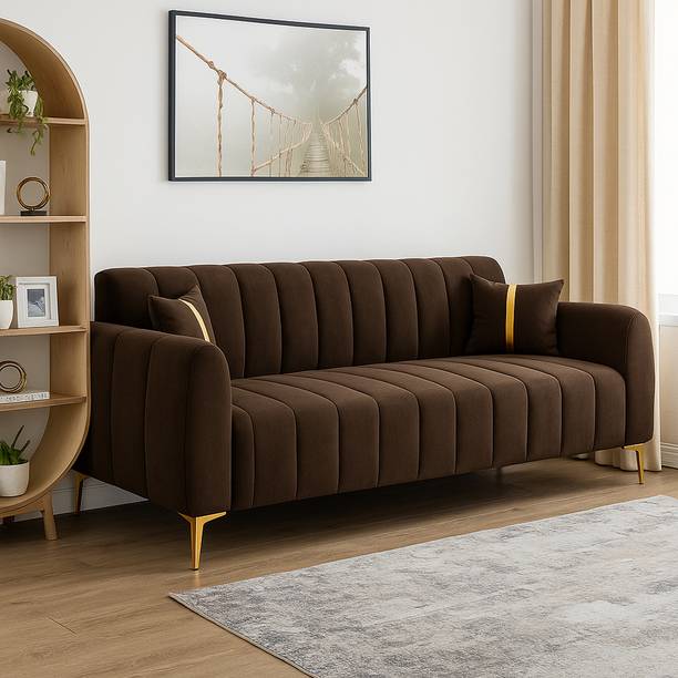 FURNY Harmony 3 Seater Fabric Sofa Set for Living Room Fabric 3 Seater  Sofa