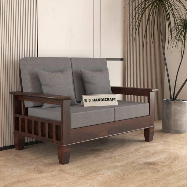 RJ Handicraft Pure Sheesham Wooden 2 Seater Sofa For Living Room Office Furniture Fabric 2 Seater Sofa