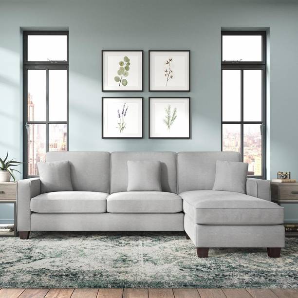 Torque Moscow 4 Seater Mini L Shape Fabric Sofa For Living Room - (Right Side,Grey) Fabric 4 Seater Sofa