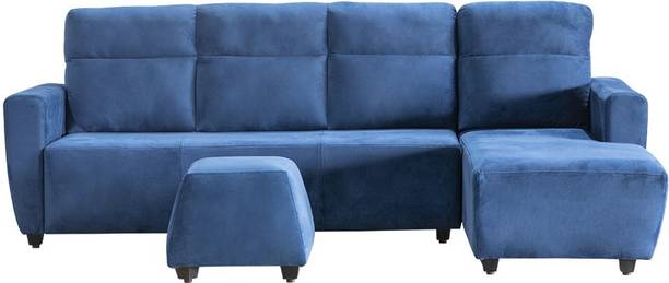 Wakefit Belize Right Aligned Chaise with Ottoman Fabric 4 Seater  Sofa