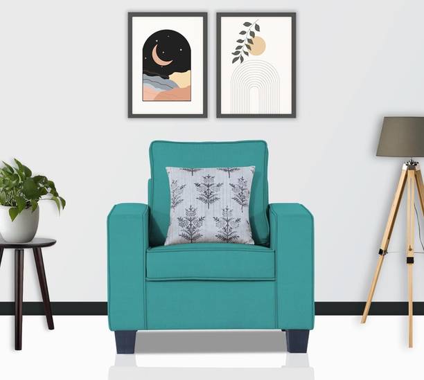 Manorekha Solid Wood Framed Upholstered One Seater Fabric Sofa For Living Room | Office | Fabric 1 Seater  Sofa