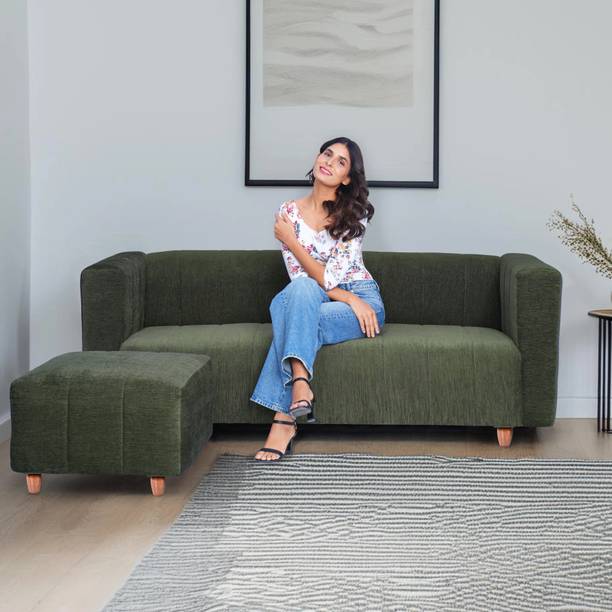 Seventh Heaven Tokyo 4 Seater Sofa with 1 Ottoman, Chenille Molfino Fabric: 2 year Warranty Fabric 4 Seater  Sofa