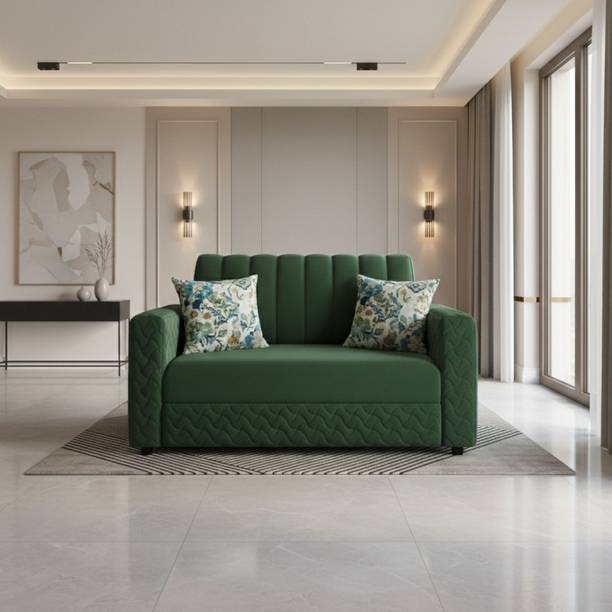 WAKESURE Premium Quality Velvet Fabric 2 Seater  Sofa