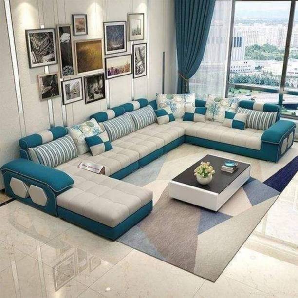 Zikra Dapper Interchangebale U Shape Fabric 12 Seater  Sofa