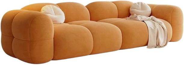 bloo mart Modern 3 Seater Sofa Set for Living Room - Orange Fabric 3 Seater Sofa