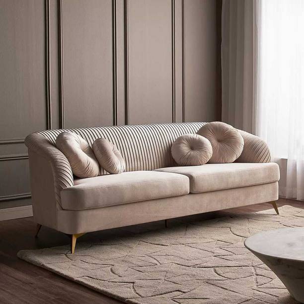 India wood mart 3-Seater Velvet Sofa Fabric 3 Seater  Sofa