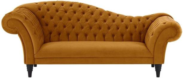 India wood mart India wood mart 3 Seater Sofa Chaise Lounge Couch 3 Seater Yellowish Leather 3 Seater  Sofa