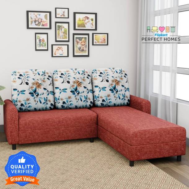 Flipkart Perfect Homes Ivory RHS Fabric 5 Seater  Sofa
