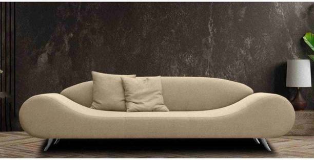 Soul Light Art Velvet 3-Seater Settee Sofa Diwan Chase Lounge for Loving Space Beige Solid Wood 3 Seater  Sofa