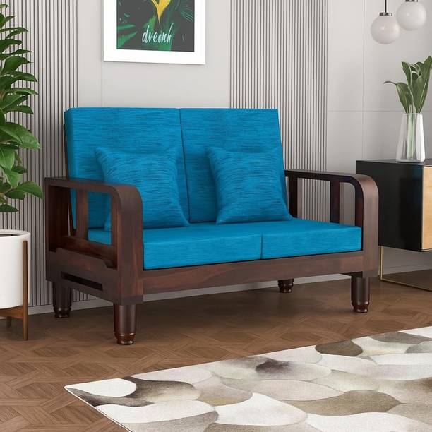 Kendalwood Furniture Solid Wood 2 Seater Wooden Sofa set for living Room Furniture Fabric 2 Seater  Sofa
