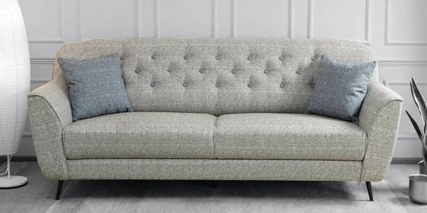 India wood mart Wooden Modern Sofa Tufted Couch with Deep Seat,Chesterfield 3 Seater Sofa Fabric Fabric 3 Seater  Sofa