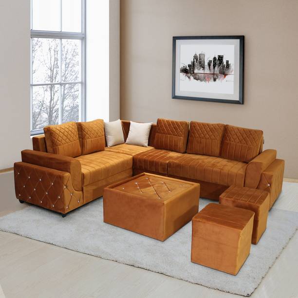 Urban Daily Torquo L Shape Sofa Set for Living Room Fabric 8 Seater  Sofa