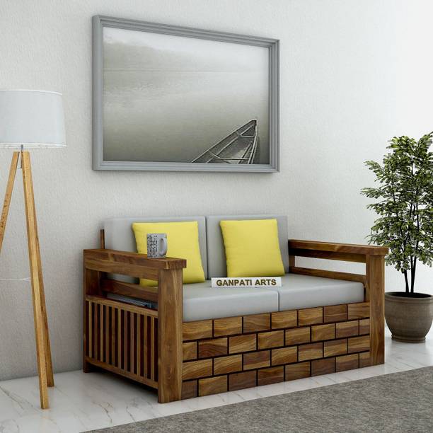 गणपति आर्ट्स Solid Wood 2 Seater Sofa For Home Living Room Guest Room Office/ 1-Year Warranty कपड़ा सोफ़ा