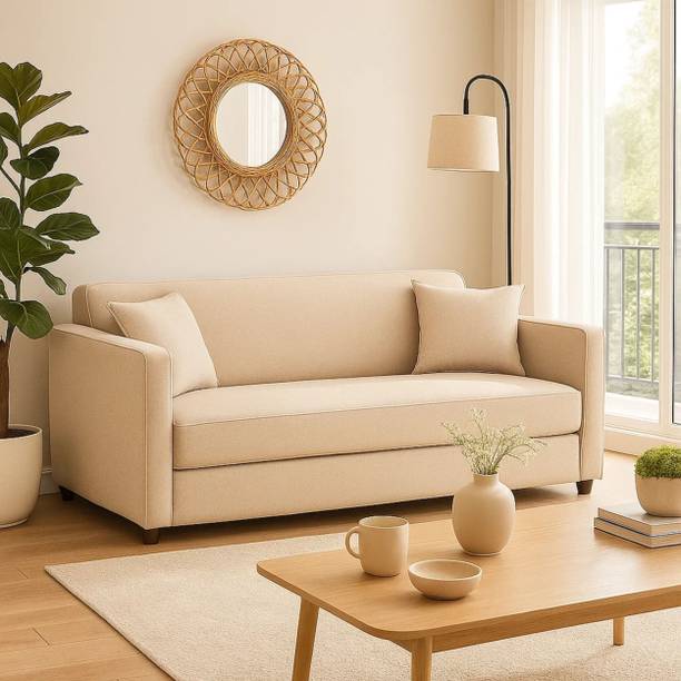 WAKESURE Premium Quality Jute Fabric 3 Seater  Sofa