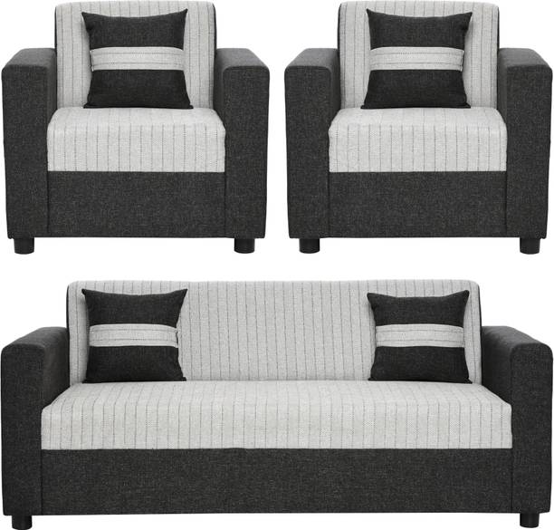 Fusion Furniture Factory Crete Black & Grey Fabric 5 Seater  Sofa
