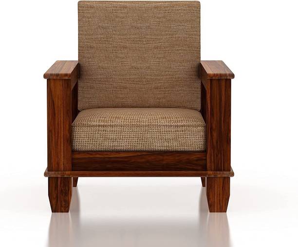 PR FURNITURE Sheesham Wood One Seater Sofa For Living Room/ Office| Fabric 1 Seater  Sofa