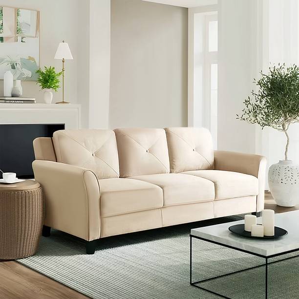 Groovecraft Edward 3 Seater Modern Fabric Sofa Set for Living Room Fabric 3 Seater  Sofa