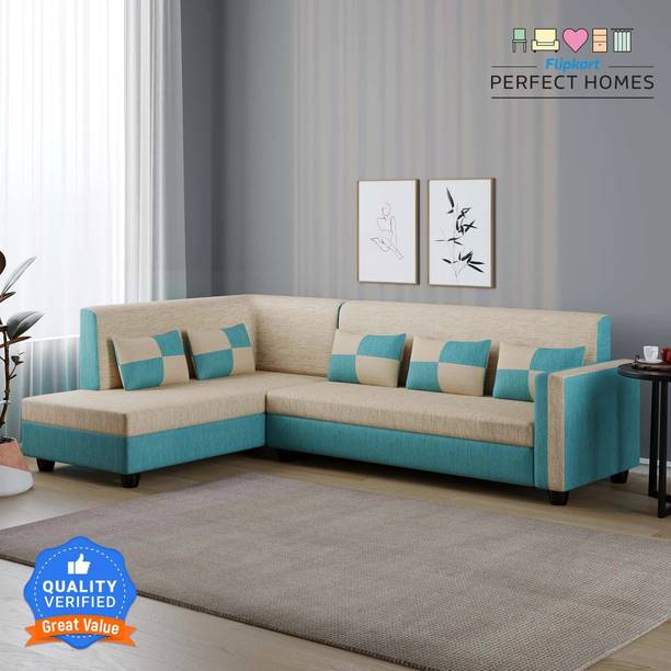 Flipkart Perfect Homes Haniry L-Shaped Sofa Sectional Left Facing ll For Living Room Comfortable Fabric 6 Seater  Sofa