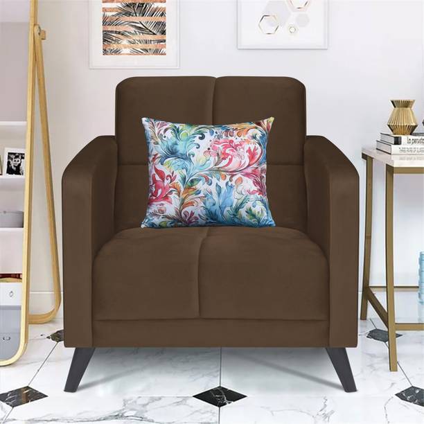 ARRA Jasper Tufted Back One Seater Sofa With One Printed Cushion Fabric 1 Seater  Sofa