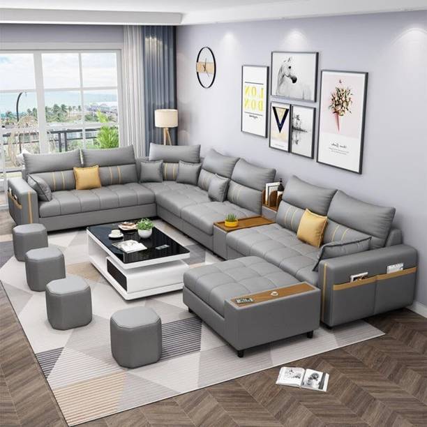 WAKESURE Premium Quality Leather Leatherette 12 Seater  Sofa