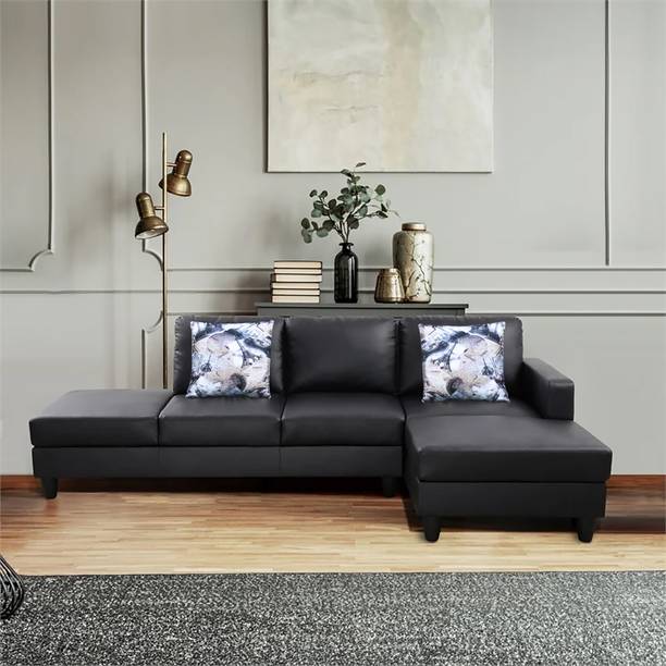 ARRA Ruby Right Facing 3 Seater + Lounger L Shaped Corner Sofa Leatherette 6 Seater  Sofa