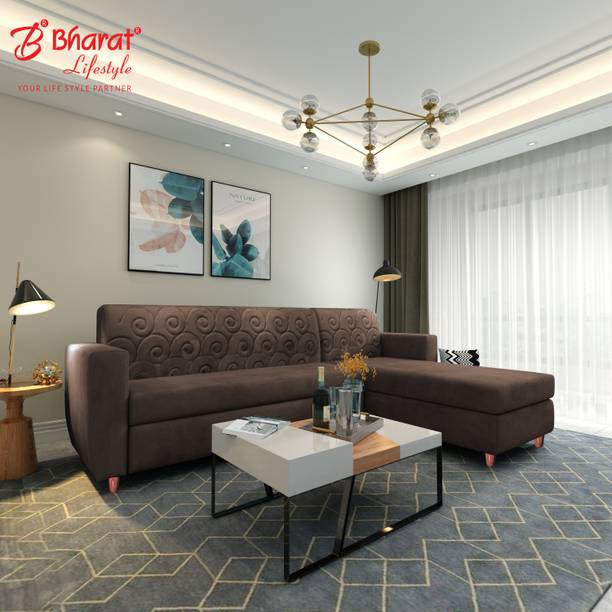 Bharat Lifestyle Zyra L-Shape Fabric 6 Seater  Sofa
