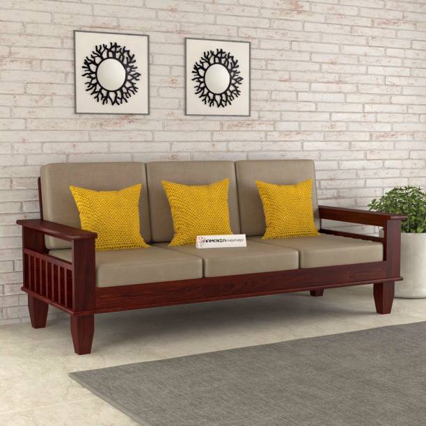 saamenia furnitures Solid Sheesham Wood Three Seater Sofa Set For Living Room ,Office , Hotel , Cafe Fabric 3 Seater  Sofa