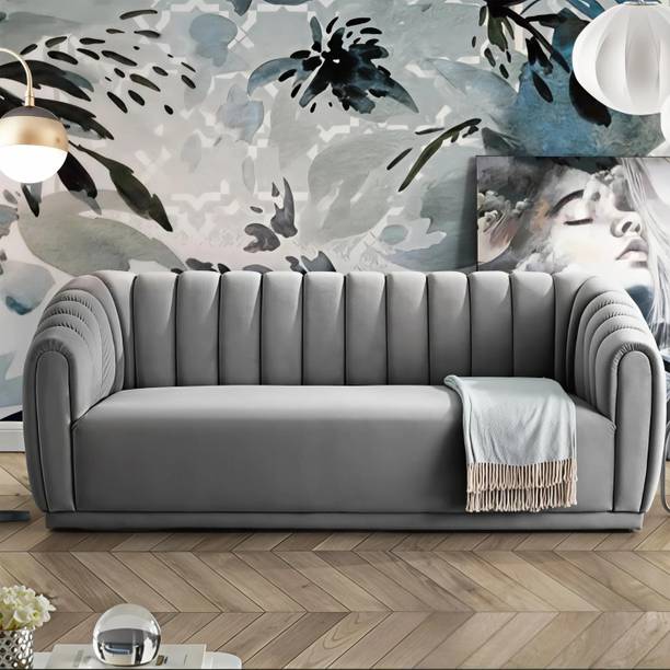 Groovecraft Elvis Wooden 3 Seater Modern Comfy Sofa Set for Living Room Fabric 3 Seater  Sofa
