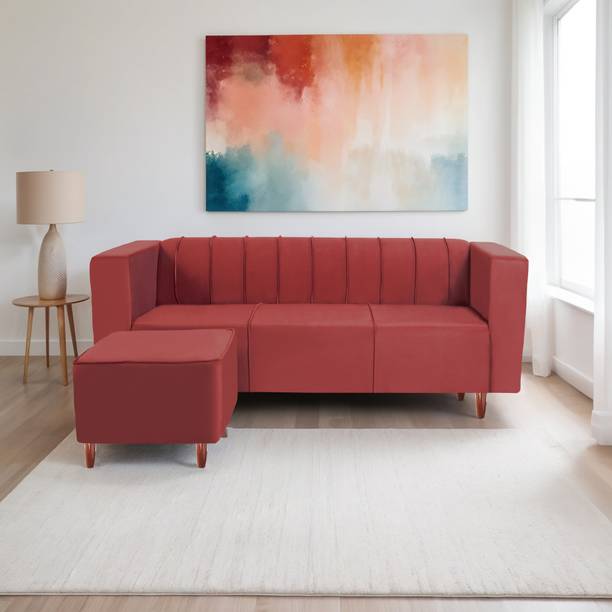 Seventh Heaven Sydney 4 Seater Sofa with Ottoman, Premium Velvet Fabric: Fabric 3 + 1 Sofa Set