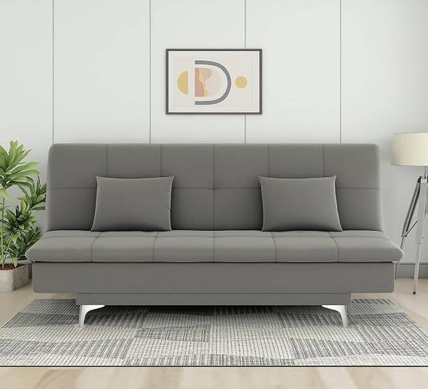 Comfort Zone Hub 3 Seater Sofa Cum Bed Suede with 2 Cushions Suitable for All Indoor Solid Wood 3 Seater  Sofa