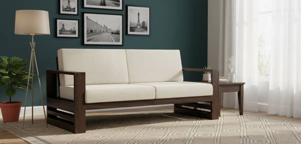 BHAGWATI ART Sheesham Wood 3 Seater Sofa Set for Living Room Furniture Fabric 3 Seater  Sofa